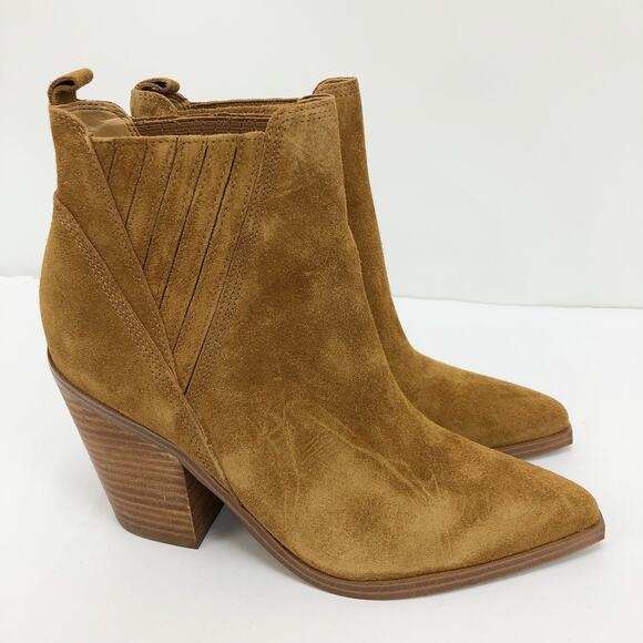 Marc Fisher Womens Gadri Booties 11 M Tan Suede Pointed Toe Heel Suede NWOB - Picture 1 of 10